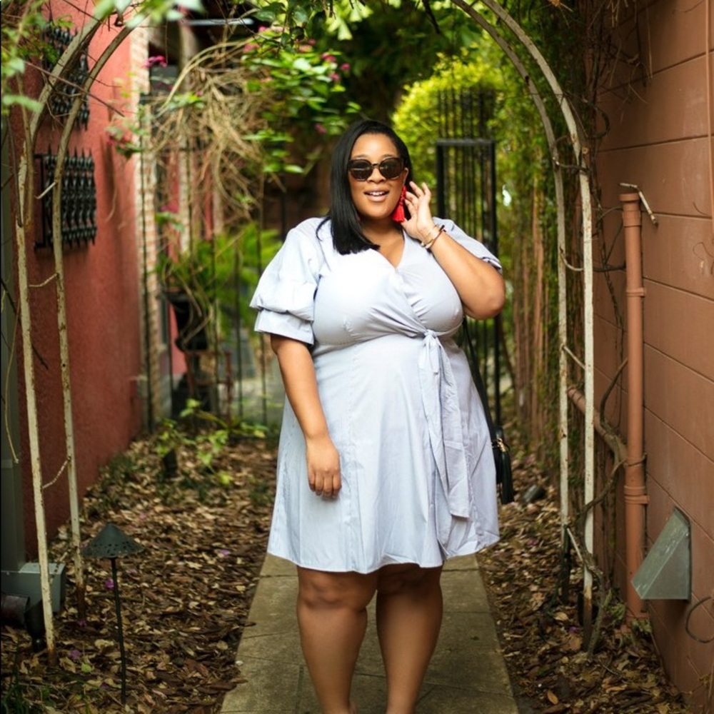 Boutique Plus Striped Wrap Dress